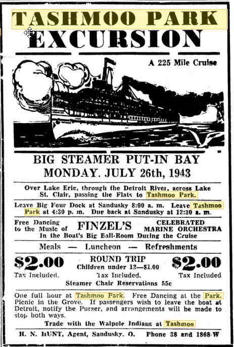 Tashmoo Park - 2 Bucks Round Trip On The Steamer July 23 1943